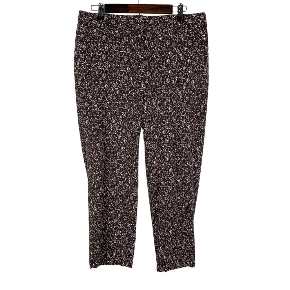 Talbots Signature Floral Cropped Pants Women's 10 Brown White